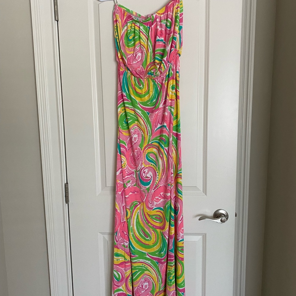 Lilly Pulitzer Pink and Green Spaghetti Strap Sundress